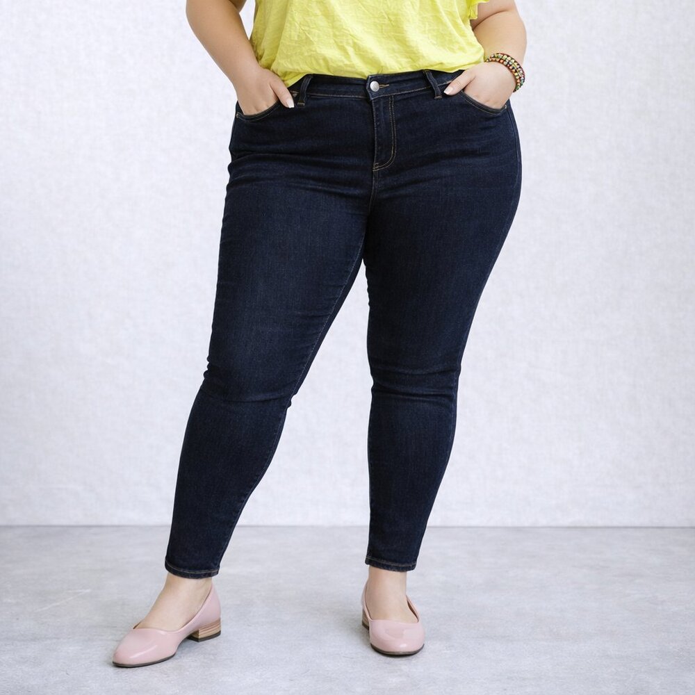 Lane Bryant -Dk Blue Essential Stretch Mid-Rise Skinny Jeans - Womens 18